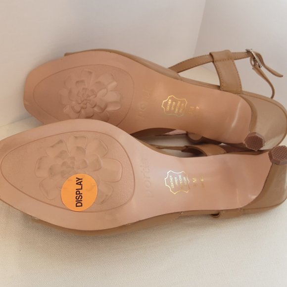 Portia Tan Patent Leather Sling Back Sandals Heels | 8 - Picture 10 of 12